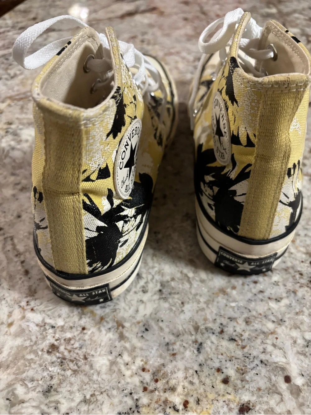 Converse  Yellow and Black Floral High-Top Sneakers
